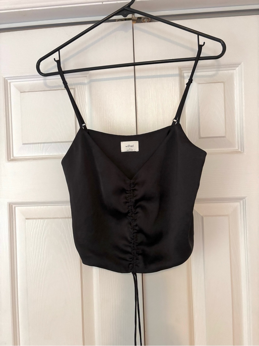 Wilfred Black Satin Ruched Tank S